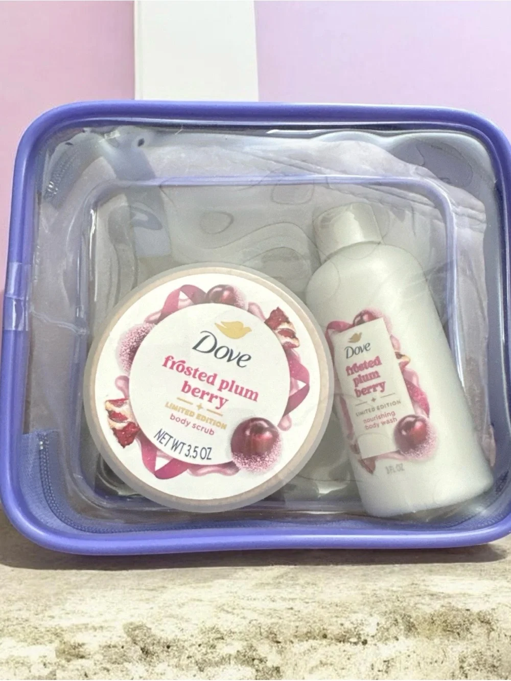 Dove Frosted Plum Berry Exfoliating Body Scrub & Lotion Set